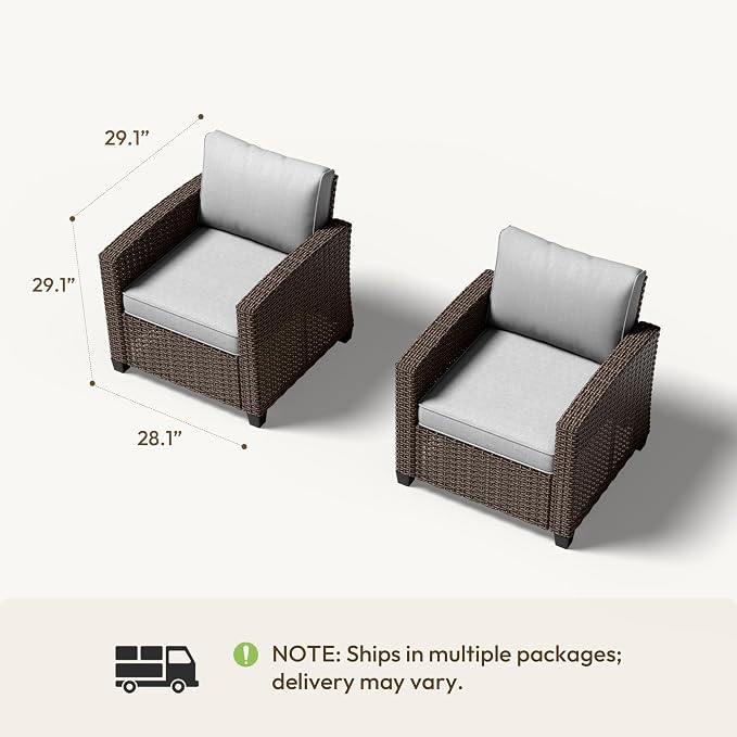 Patio Furniture Set - All-Weather - 2 Piece Wicker Outdoor Patio Conversation Set, Modular Rattan Sectional Sofa for Backyard, Garden, Patio, Poolside