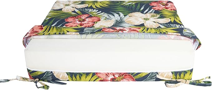 Magpie Fabrics Outdoor Cushion Cover Replacement 2 Pack, NO Insert! Water Repellent Slipcover with Ties Decor for Patio Garden Chair Sofa Bench Wicker(Midnight Floral, 22x20x4 Inch)