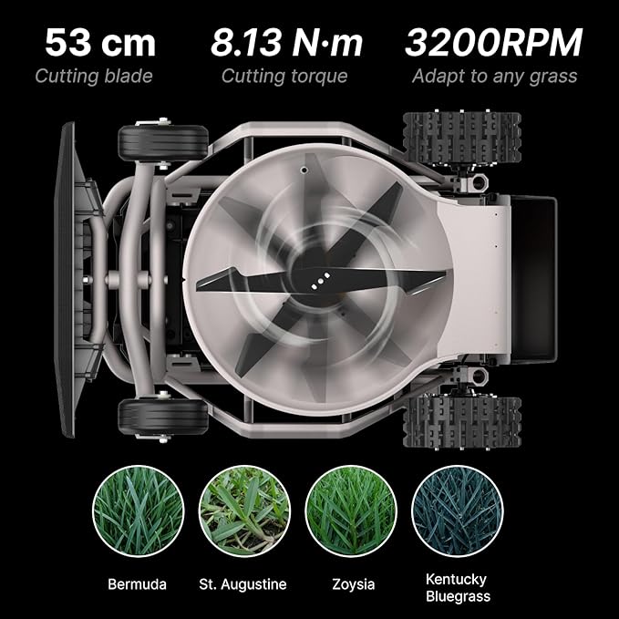 Mowrator S1 2WD 56V 12Ah Remote Control Lawn Mower, 45% (24°) Slope, Upgraded with Deformable Tires & Metal Hubcaps, 21" Steel Blade, 1.8–4.6" Height, Covers up to 0.75 Acre, Mulching Blade Included