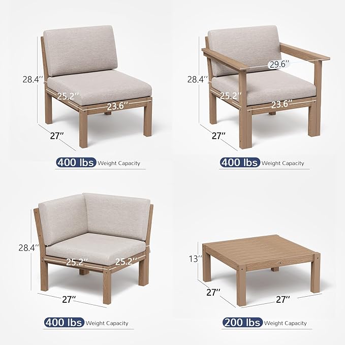 Stoog Modular Corner Unit - Waterproof Connector for L-Shaped & U-Shaped Outdoor Sectional Sofas, Teak