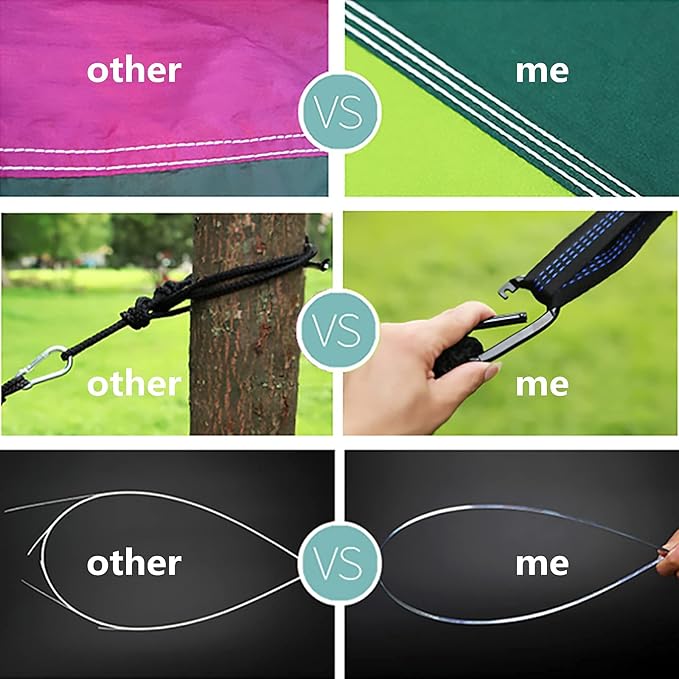 LFL Camping Hammock with Mosquito Net, with Tree Straps Carabiners, 1 & 2 Persons Outdoor Portable Tree Straps Swing Hammock, Nylon Parachute Outside Material Hammocks with Net, Blue