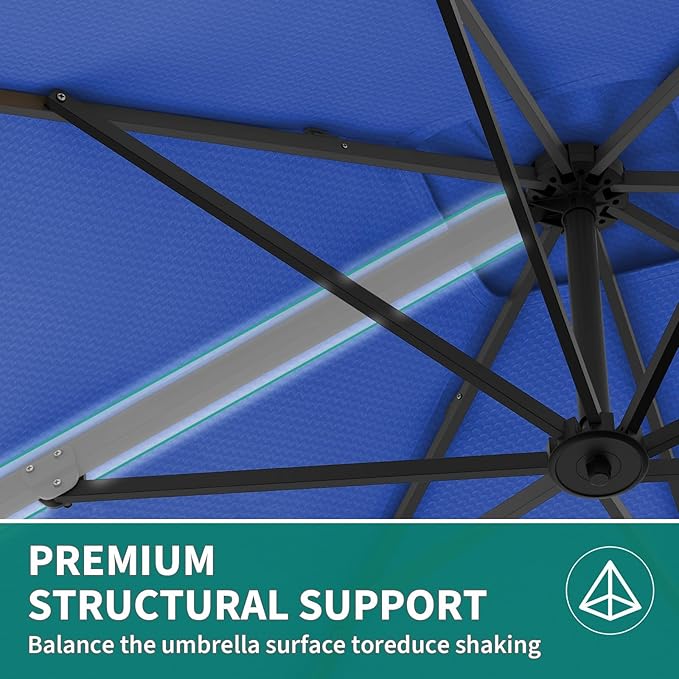 Garvee Cantilever Patio Umbrella 10x10 ft Large Rectangle Umbrella Outdoor Market Umbrellas 360 Rotation Offset Hanging Outdoor Shade for Patio
