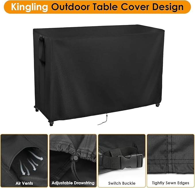 Kingling Outdoor Table Cover, 86 Inch Waterproof Rectangular Patio Table Covers for Coffee Table/Bar Table/Prep Table, Outdoor Furniture Cover - 86"L x 43"W x 44"H
