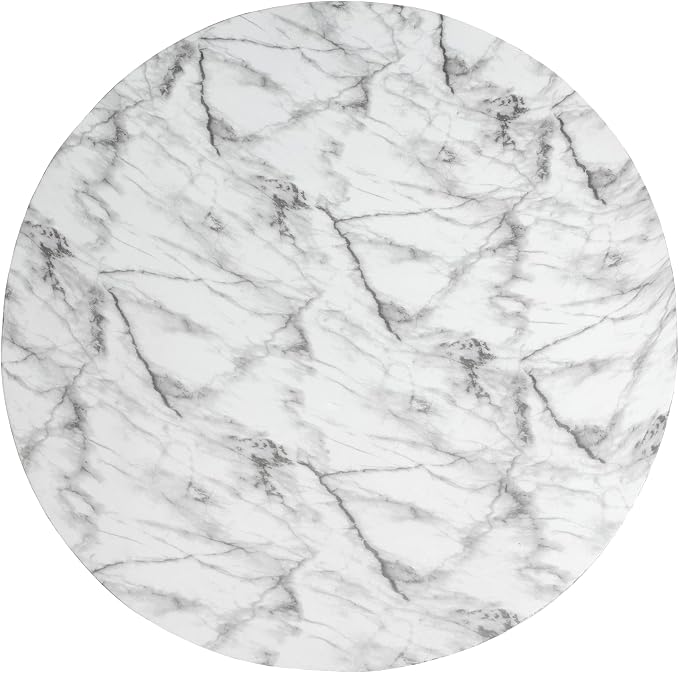 27.5" Round Outdoor Coffee Table Modern Faux Stone Coffee Table for Outdoor Circle Marble Center Tables with Pedestal Accent Tables for Patio Garden Backyard Balcony Weather Resistant, MgO