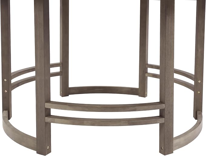 WILLIAMSPACE 59.1" Round Acacia Wood Outdoor Patio Table with Umbrella Hole, Brown
