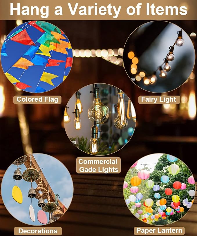 Queension 10FT Plug Floor String Light Poles for Outdoor String Lights for Garden, Backyard, Patio Lighting Stand for Parties, Bistro & Weddings, 1 Pack | for Garden, Backyard, Patio Lighting Stand for Parties, Bistro & Weddings