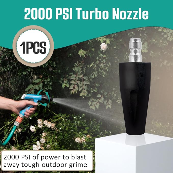 2000 PSI Turbo Nozzle Pressure Washer Replacement Compatible with Greenworks 5201402, 1/4-Inch Quick Connect, Rotary Pressure Washer Nozzle