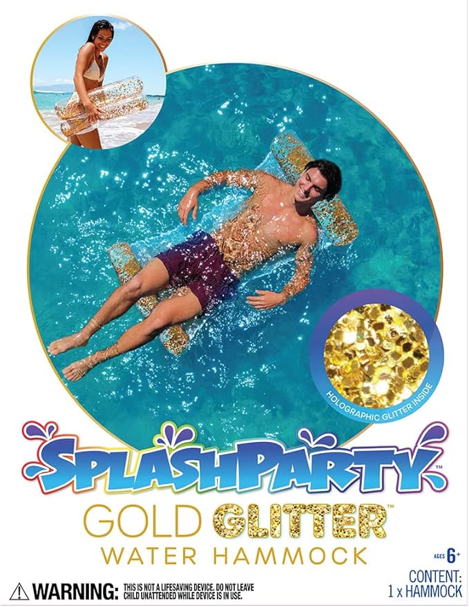 SplashParty Gold Glitter Pool Hammock
