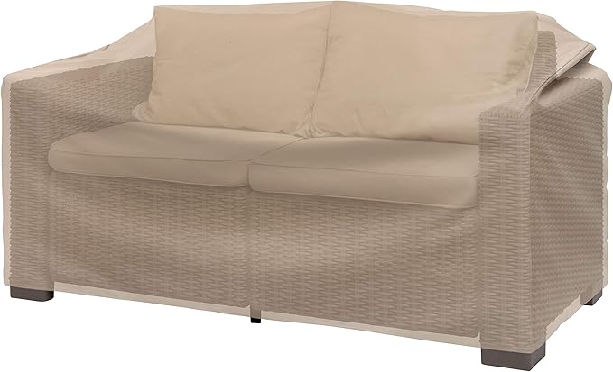Modern Leisure Basics Patio Loveseat Cover, 55"L x 33"W x 38"H, Khaki