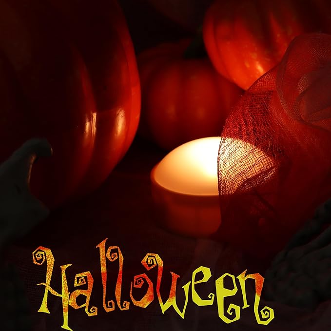 QIDEA LED Pumpkin Lights with Remote and Timer, Battery Operated Bright Flickering Flameless Candles for Pumpkin Decor, Jack-O-Lantern Halloween Party Decorations,Orange Color, 6 Pack