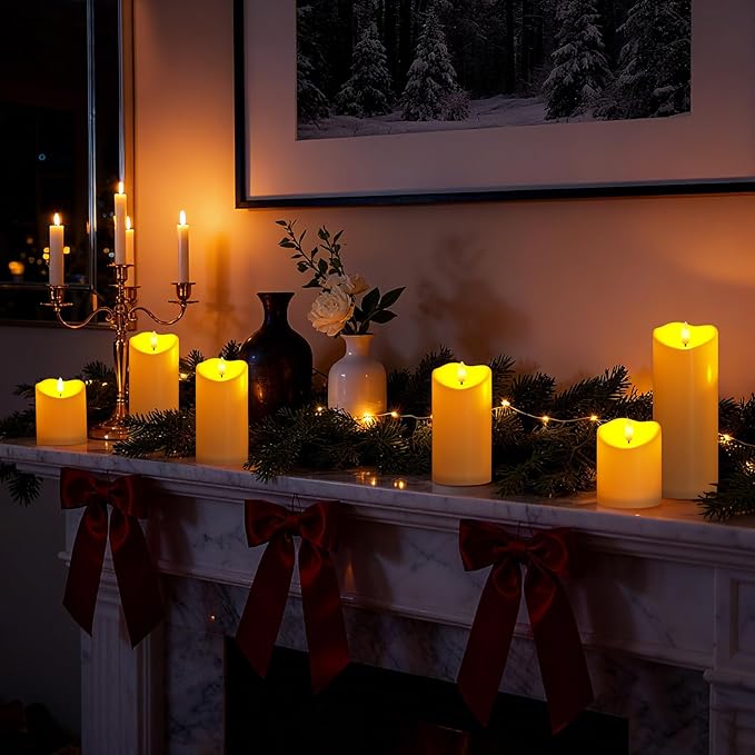 Raycare 6"x3" Outdoor Waterproof Flameless Candles with Remote and Timer, Battery Operated LED Electric Fake Pillar Candle for Christmas Home Wedding Decor, Ivory White, Set of 2