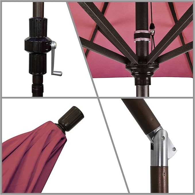 California Umbrella 7.5' Rd. Aluminum Patio Umbrella, Crank Lift, Collar Tilt, Bronze Pole