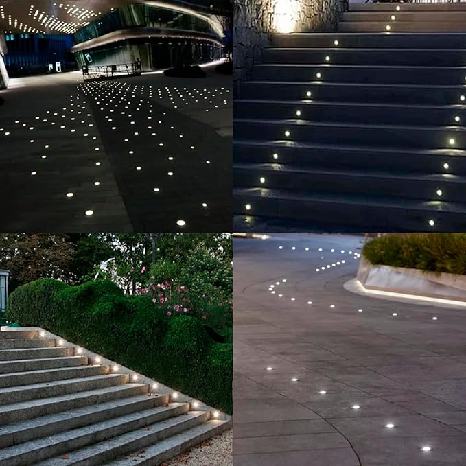 201 Mini Underground Lamp, 1W, DC12V, IP67, Low-Voltage Recessed Type, Stainless Steel 304 Cover, Suitable for Outdoor Grounds, Decks, Squares, Parks, Courtyards (3000K, 6P-A)