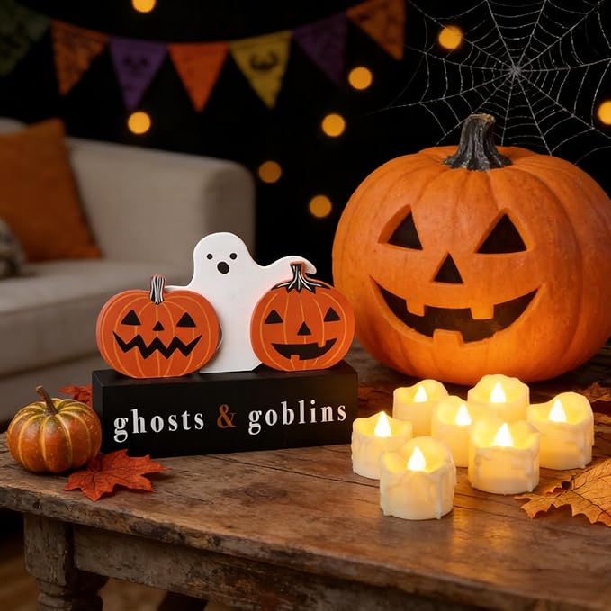 12 Pack Timer Tea Lights Candles Battery Operated, Flameless Flickering LED Timer Votive Tealight, Outdoor Flicker Electric Fake Candles Bulk for Christmas Halloween Pumpkin Light Decorations