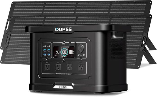 OUPES Exodus 2400 Solar Generator with 2x240W Panels, 2400W/2160Wh Portable Power Station with APP Control & UPS for RV, Home Backup, Professional Outdoor Use