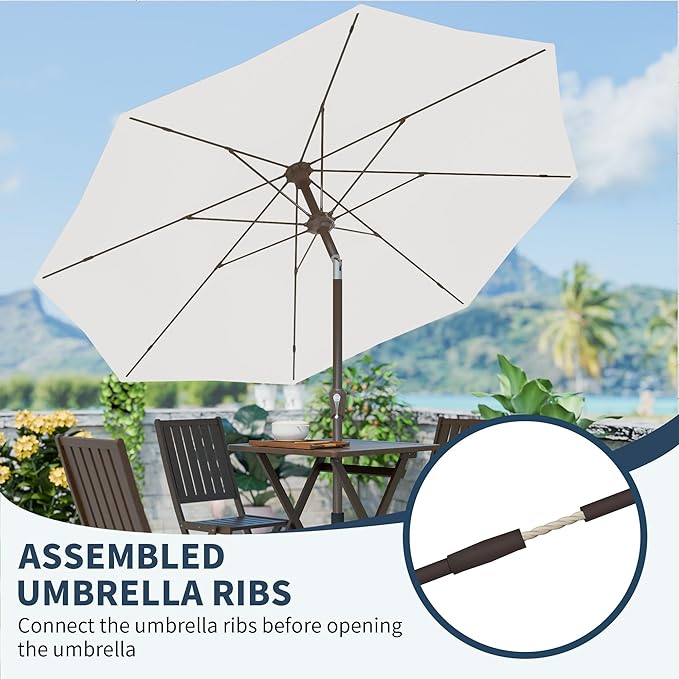 PatioKingdom 11FT Patio Umbrella,Outdoor Umbrella with Push Button Tilt and Crank,Market Table Umbrella with 8 Sturdy Fiberglass Ribs UV Protection
