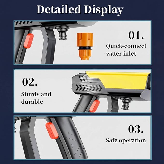 Portable Handheld Cleaning Tool, 6-in-1 Lightweight Car Cleaning Tool with Foam Pot, 16.5FT Hose, Cleaner for Car, Garden, Patio, Floor, Outdoor