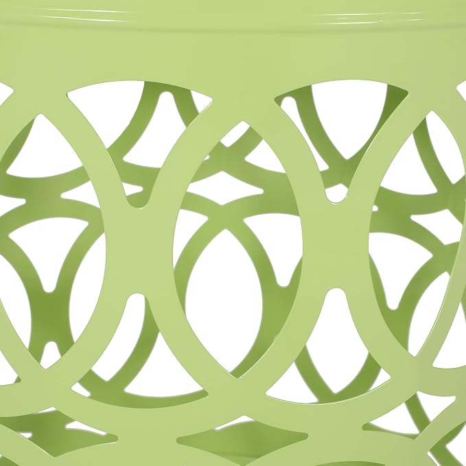 Outdoor Round Metal End Table Cut Out Design, Metal Round Patio Table Garden Stool Side Tables for Indoor Outdoor (Green)