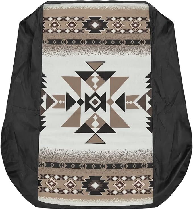 Seat Cover for Lawn Mowers & Tractors, Tractors Decorations, Aztec Tribal Print Waterproof Heavy Duty Riding Lawn Mower Seat Pads with Back Pocket