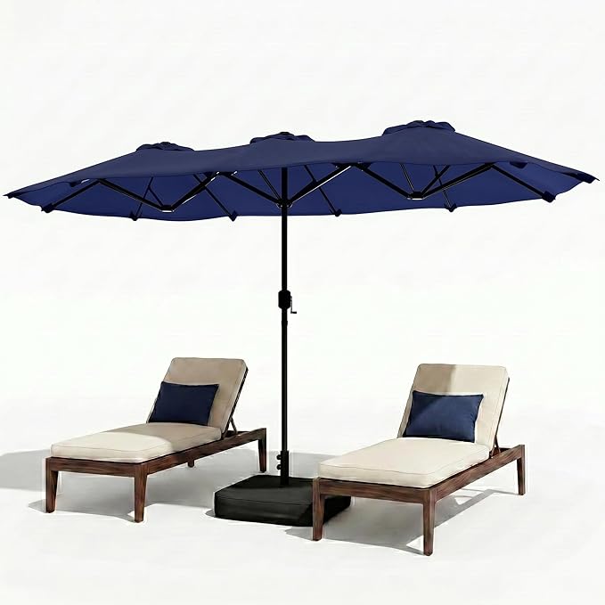 Vongrasig 15FT Large Patio Umbrella with Base Included, Outdoor Double sided Umbrellas with Crank Handle, Rectangle Table Umbrella for Pool Lawn Garden Market
