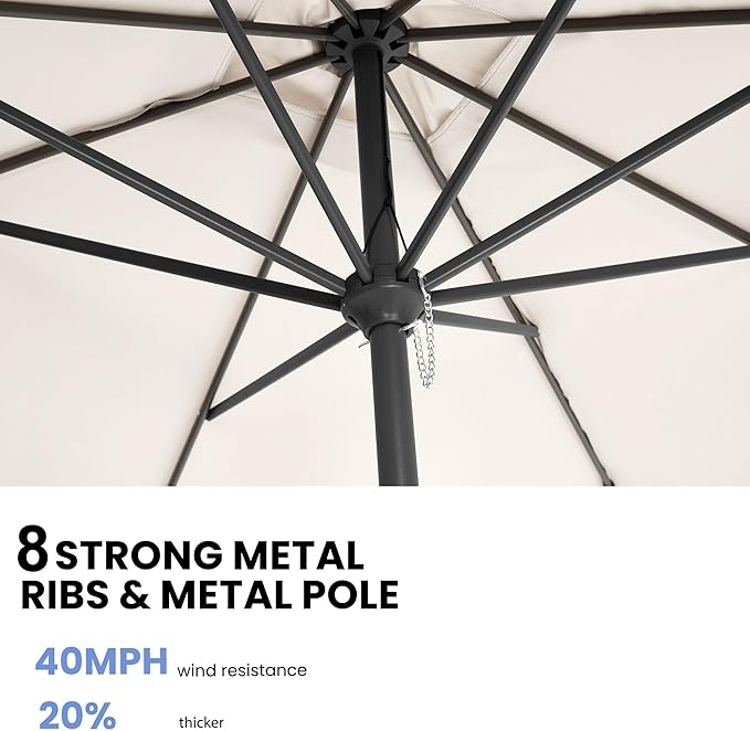 8x10FT Rectangular Patio Umbrella with Crank Lift for Garden,UV Protection Outdoor Umbrella for Deck,Pool and Yard,White