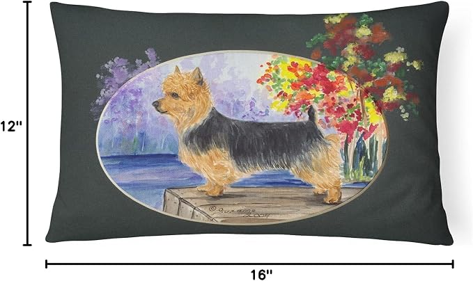 Caroline's Treasures SS8046PW1216 Australian Terrier Canvas Fabric Decorative Pillow Machine Washable, Indoor Outdoor Decorative Pillow for Couch, Bed or Patio, 12HX16W