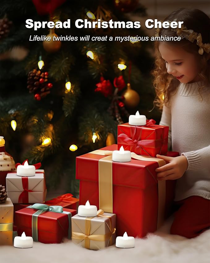 merrynights Remote Candles, 24PCS Flameless Tea Lights Candle Battery Operated with Timer, 400+Hours Remote Control LED Tea Lights Votive Candle - 1.5'' D X 1.25'' H- Pure White Light