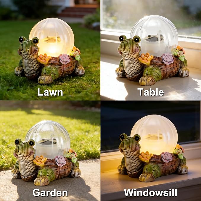 Mini Solar Turtle Statue Lights for Garden Decor with LED Outdoor Figurine Lighting Resin Succulent Tortoise Decorations for Patio Lawn Yard Home Valentine Mom Wowen Gifts