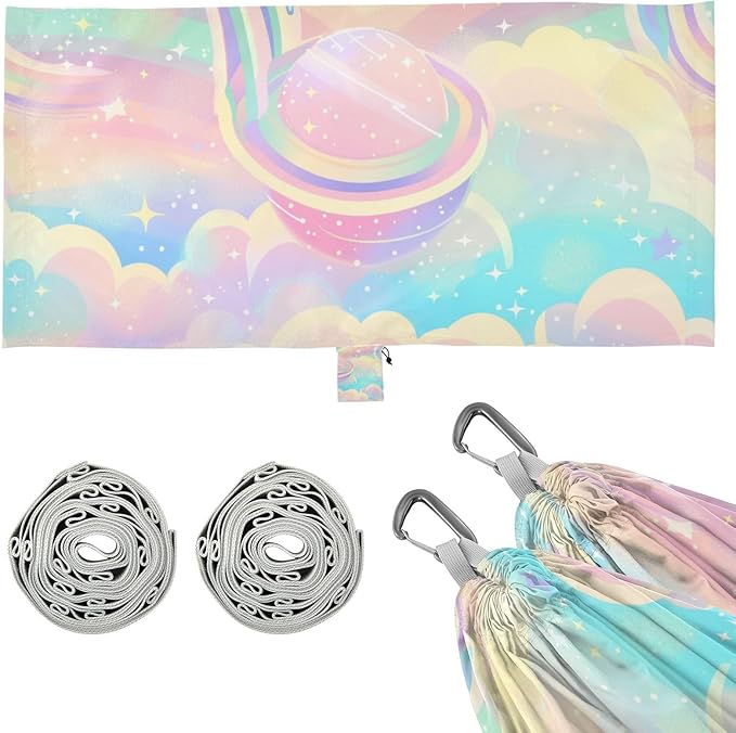 A Pastel Rainbow Sky 330lb Capacity Hammocks with Hanging Rope Rope Hammock for Outside Patio Garden Bases para hamacas para adultos