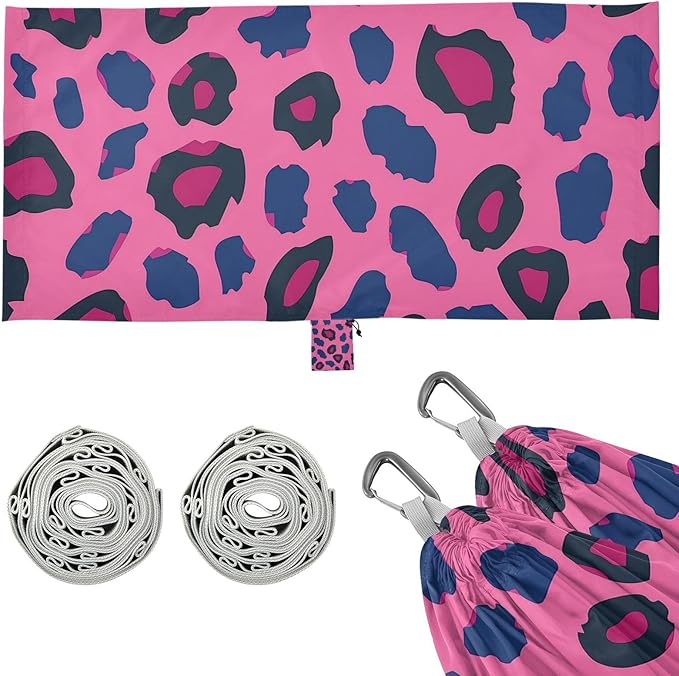 Pink Leopard Print 330lb Capacity Outdoor Hammock Indoor Hammock for Outside Patio Garden amacas para patios con Base de adultos