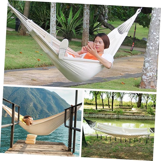 Outdoor Hammock Swing Chair Canvas Hammock Strong Rope for Camping Patio