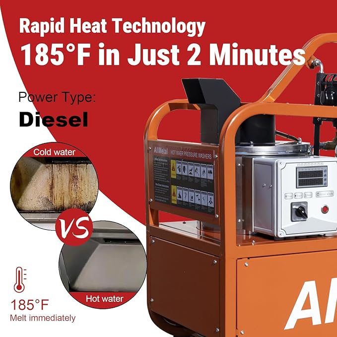 4000 PSI Hot Water Pressure Washer, 4.0 GPM, 420cc Gas Engine with AR Pump, Commercial Heavy-Duty Power Washer for Trucks, Machinery, Concrete, Industrial Grease Removal
