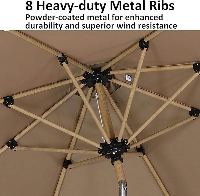PURPLE LEAF 5' x 8' Patio Umbrella Outdoor Table Umbrella Aluminum Market Umbrella with Push Button Tilt & 8 Sturdy Ribs and Crank Rectangular Outdoor Umbrellas for Garden Patio Lawn, Taupe