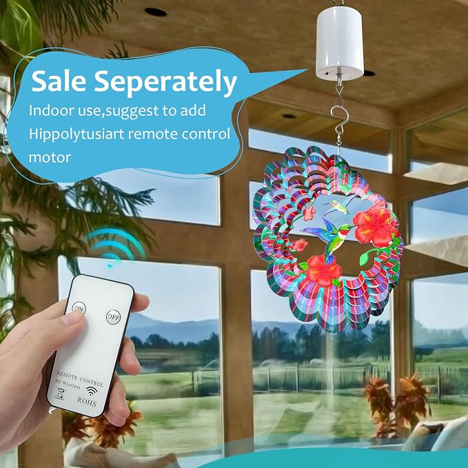 Hummingbird Wind Spinners Outdoor,6in Mandala Wind Spinner Hummingbird Gift for Women Men,Wind Spinner for Yard and Garden,Wind Sculpture for Yard Art Decorations,Christmas Decoration