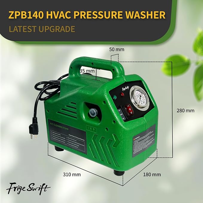 ZPB140 Port A Blaster HVAC Coil Cleaning, Portable Pressure Washer & Coil Jet Cleaner for AC Unit, 120V 80W with 4L/min Flow Rate & 0.7-1.0MPa Working Pressure, for Indoor or Outdoor Use