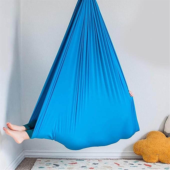 Indoor Therapy Swing for Kids, (Hardware Included) Snuggle Cuddle Hammock for Children with Autism, ADHD, Aspergers, Sensory Integration (Color : Indigo, Size : 150x280cm/59x110in)
