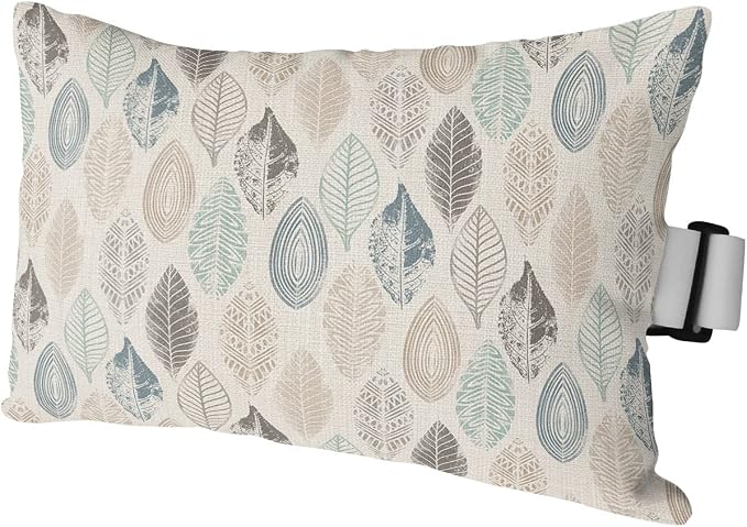 Outdoor Pillows Covers with Inserts Leaves Specimens Blue Khaki Teal Grey Burlap Waterproof Pillow with Adjustable Strap Throw Pillows for Patio Furniture Recliner Lounge Chair, 11x16 inch, 1PCS