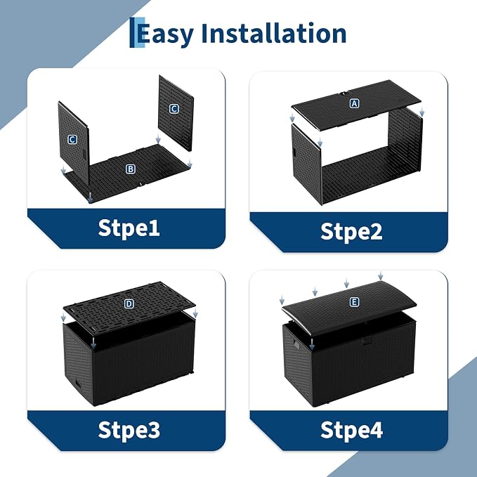 120 Gallon All-Weather Deck Box with Locking Lid, Heavy-Duty Outdoor Storage Bench for Patio Cushions, Pool Accessories, Yard Tools and Porch Essentials, UV-Protected Resin Chest for Indoor/Outdoor Us
