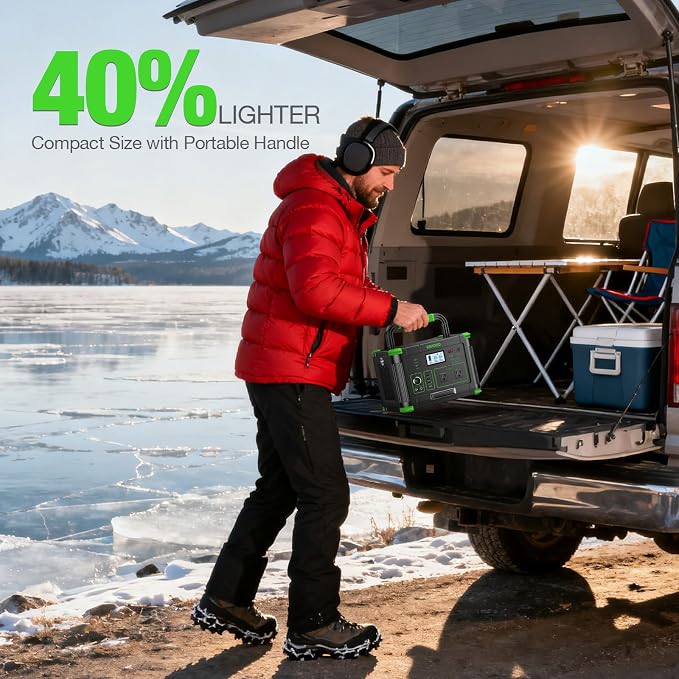 Portable Power Station 1000W, 999Wh Solar Generator, Pure Sine Wave AC Outlet with PD 60W USB-C Fast Charging, Outdoor Camping RV Van Home Backup Off-Grid Living