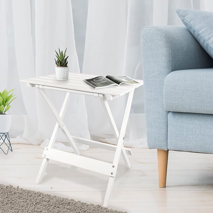 Casual Home Small Folding Side Table (2-Piece Set), 100% Solid Wood, Portable Patio Outdoor Small Table, Plant Stand, No Assembly