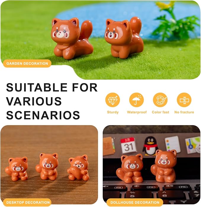 60 pcs Mini Resin Raccoon Many Styles Variety Tiny Animals Figures Miniature Little Small Animal Figurines Bulk for Micro Fairy Garden Landscape Accessories Hide Crafts Decor Aquarium