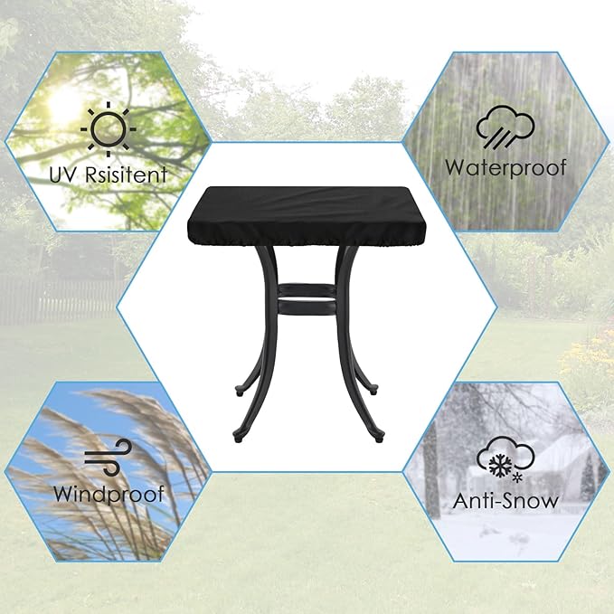 Outdoor Square Table Cover Waterproof Anti-UV Heavy Duty Square Table Covers for Outdoor Furniture,Windproof Patio Coffee & Dining Table & Table Top Cover Weatherproof,48"L×48"W×4"H