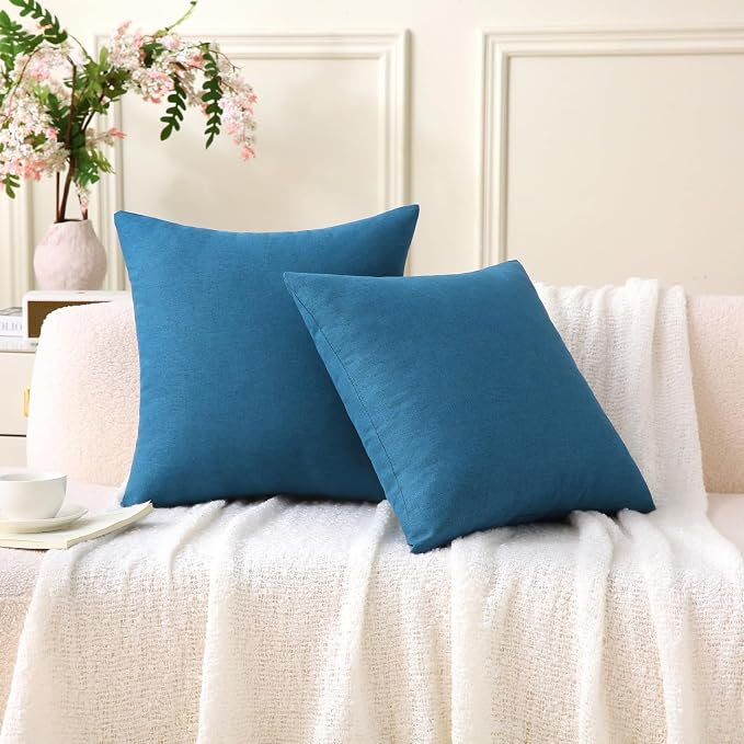 18" x 18" Throw Pillows, Outdoor Waterproof Pillows with Inserts, Square Decorative Pillows for Patio Furniture Garden Couch Sofa Home(Navy Blue, Set of 4)
