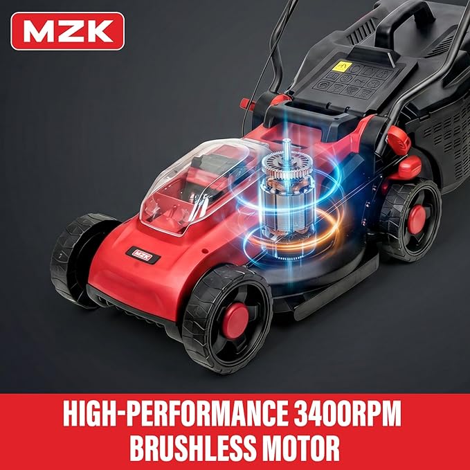 MZK 20V 13" Electric Lawn Mower, Brushless Cordless Lawn Mower with 4-Position Height Adjustment, Walk-Behind Push Mowers with 8 Gallon Grass Bag, 2 x 4.0Ah Batteries & Charger Included, LM13G8