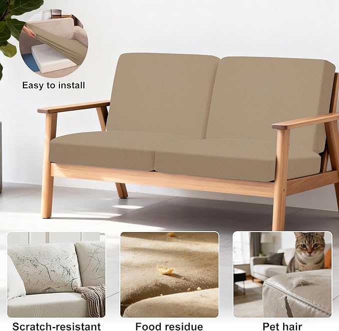 BIETYONE 4Pcs Patio Stretch Cushion Covers,Outdoor Sofa Replacement Cover Slipcovers for Patio Furniture Cushion Covers, Washable Reusable Furniture Protector