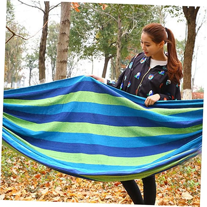Milisten Double Thickened Canvas Swing Hammock for Outdoor Relaxation Blue Lightweight Design with Carry Bag for Camping Backpacking and Travel