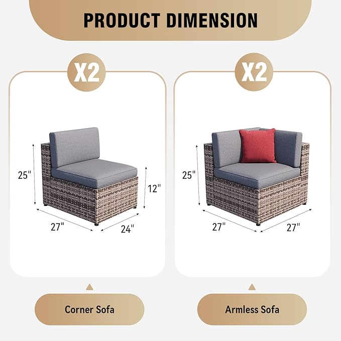 Aoxun 1 Piece Outdoor Patio Furniture Set 4 Seats, Gray