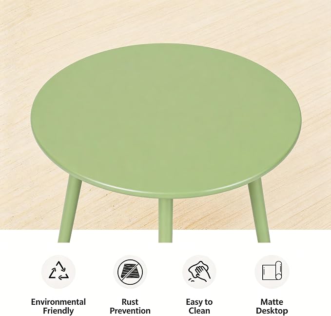 LAUSAINT HOME 18" Outdoor Side Table, 1 Pack Small Round Patio Table with Adjustable Footpads, Powder Coated Steel Coffee Table for Patio, Balcony, Porch and Garden