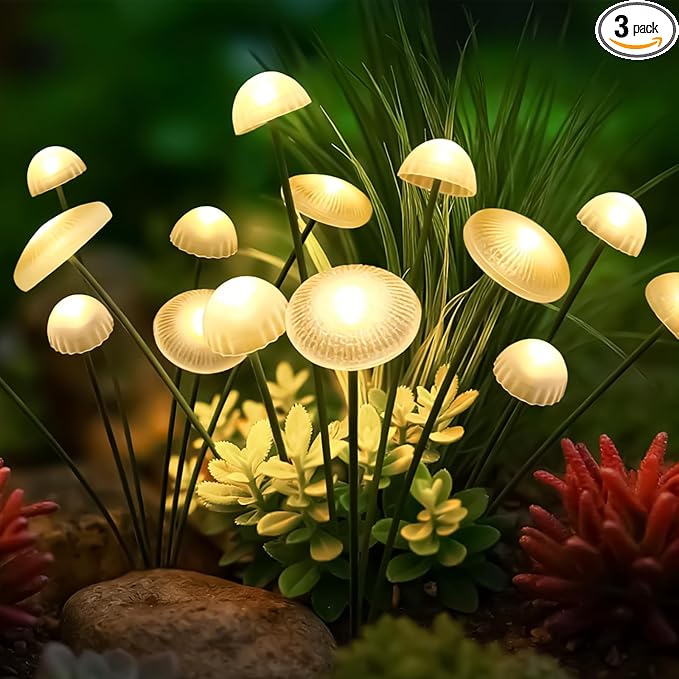2Pcs Solar Jellyfish Lights Outdoor, Warm White LED Garden Stake Lights Waterproof, Decorative Solar Lights for Yard Patio Lawn Pathway Landscape Lighting
