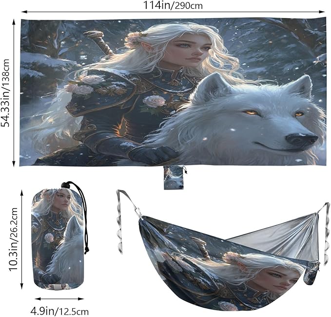 Game Anime Winter Playroom Wolf Outdoor Hammock Foldable Swing Hammock for Indoor Outdoor Patio